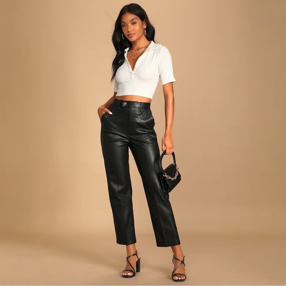 Levi's Premium Faux Leather Math Club Slacks Straight Leg Pants With Pockets